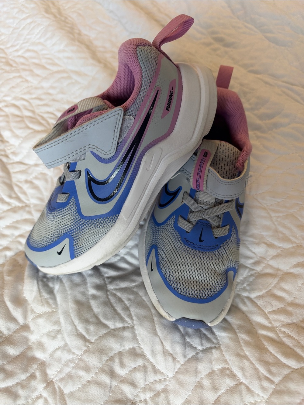 Nike Kids Light Blue & Pink Velcro Athletic Sneakers